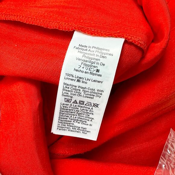 J Crew Womens Pleated Linen Wide Leg Trouser Pant Size 12 Red - Picture 9 of 14